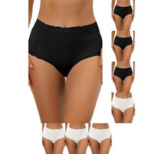 8 пар женских трусиков с высокой талией, утягивающие живот, комфортные с кружевной отделкой и резинкой Inspire Chic, White Black