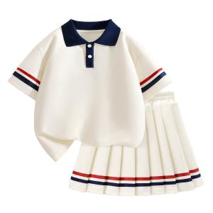 Детский комплект из двух частей: юбка, воротник-поло, средней длины Disney, solid color айвори белый