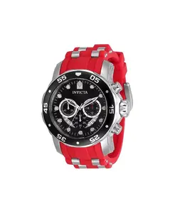Мужские часы 34009 Pro Diver Quartz Chronograph с черным, серебряным и красным циферблатом Invicta