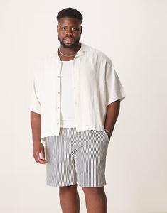 Широкие укороченные шорты ASOS DESIGN в полоску цвета экрю и темно-синего цвета