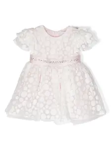 Платье с оборками и узором в горох Monnalisa, розовый