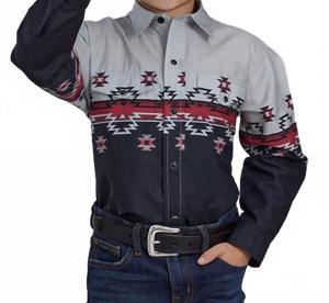 Детская рубашка с длинными рукавами, градиентный ацтекский узор на кнопках Roper, pattern