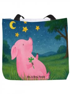 Сумка-шоппер с изображением свиньи на удачу, без слогана, белого цвета Mr. & Mrs. Panda