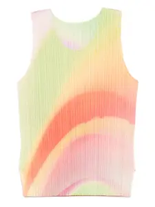 Плиссированный топ с принтом "Groove" Pleats Please Issey Miyake, зеленый