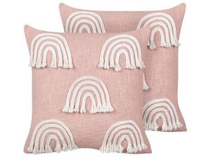 Подушка Beliani 2 шт LEEA, 45x45x45 см цвет pink/weiß