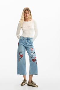 Джинсовые штаны с сердечками Микки Мауса