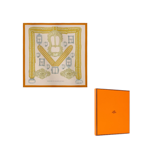 HERMES Шелковый шарф Unisex Orange Juice/Rose Pink/Gold