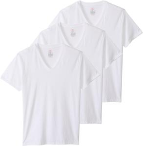 Футболки Hanes с V-образным вырезом (3 шт.), коротким рукавом и круглым вырезом, с антибактериальной и дезодорирующей обработкой (Fresh IQ), белый