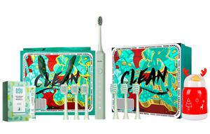 Набор электрических зубных щеток в подарочной упаковке звуковая вибрация мягкая щетина A5 AUX, зеленый