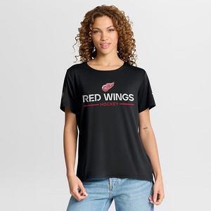 Женская черная футболка detroit red wings authentic pro rink tech Fanatics