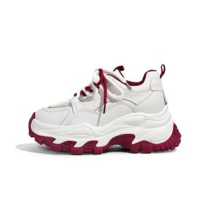 D:FUSE SCANDINAVIA Женские кроссовки D FUSE SCANDINAVIA, износостойкие и легкие, низкие, массивные, бежевые/красные