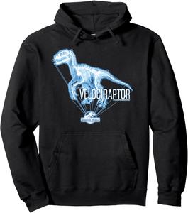 Худи с голографическим логотипом велоцираптора из Парка Юрского периода Jurassic World, черный