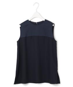 Атласная блузка без рукавов с объемной спинкой