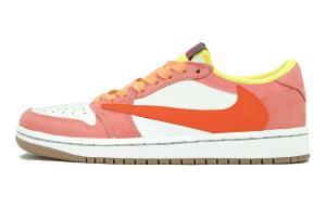 Jordan Баскетбольные кроссовки Travis Scott x Air 1, износостойкие, винтажные, низкие, унисекс, оранжево-красные