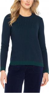 Свитер Liverpool Los Angeles Women's Long Sleeve Crew Neck Ribbed Sweater, Navy/Emerald