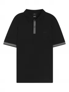 Рубашка поло с контрастной отделкой Boss, черный