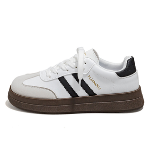 HUANQIU Кроссовки для скейтбординга женские low top белые черные PU, Textile Slip Resistant And Breathable