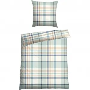 Постельное белье Schiesser «Ezra из мягкого хлопка и красивой клетки», MADE IN GREEN, сертифицировано OEKO-TEX, цвет Hellpetrol