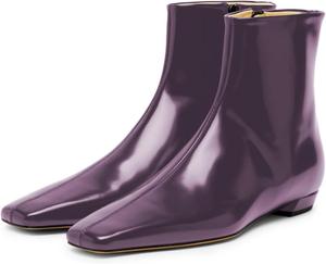 Женские ботильоны YDN с закрытым квадратным носком, низким массивным каблуком, боковой молнией, для работы, офиса и вечеринок, размер 4-16 US, Purple
