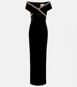 Расшитое бархатное платье Roland Mouret, Black