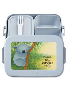 Mr. & Mrs. Panda Ланчбокс с изображением коалы и надписью, выполненный в пастельно-голубом цвете