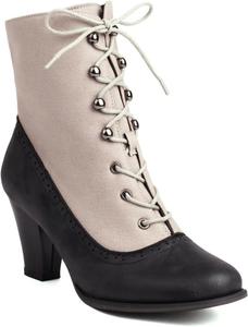 Женские короткие ботильоны Aflngle с круглыми носками, массивным каблуком, шнуровкой, модные винтажные лоскутные броги, туфли для выпускного, Black