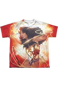 Футболка с коротким рукавом для подростков "Лига справедливости Америки" Wonder Woman светящаяся Gildan, белый