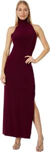 Платье Norma Kamali Halter Turtle Side Slit Gown, цвет Plum