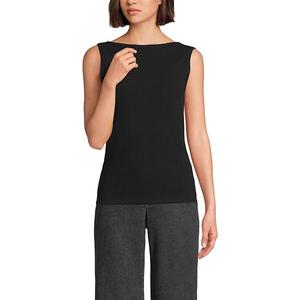 Женский топ без рукавов с ажурной резинкой и лодочкой Lands' End, Black