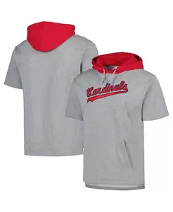 Мужская худи с коротким рукавом St. Louis Cardinals Postgame цвета хизер-серый Mitchell & Ness
