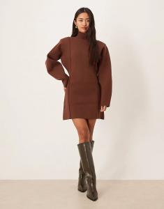 Мини-платье ASOS DESIGN со структурированной талией цвета мокко