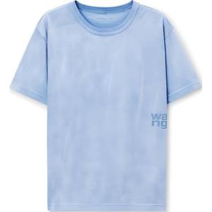 Alexander Wang Футболка с коротким рукавом T By Essential Jersey Puff Logo, выстиранная в бледно-голубом цвете