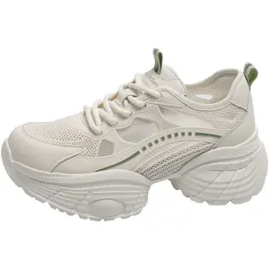 Износостойкие, дышащие, легкие, низкие, массивные женские кроссовки Mulinsen, Beige Gray