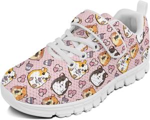 Кроссовки с животным принтом для мальчиков и девочек, обувь для ходьбы, модный дизайн, с одной пряжкой, теннисные кроссовки, дышащие, легкие, идеальные для детей Watdotory, Hamster Love Print
