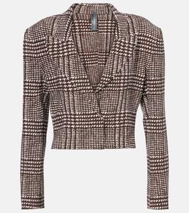 Короткий пиджак в клетку houndstooth Norma Kamali, Chocolate Glenn Plaid