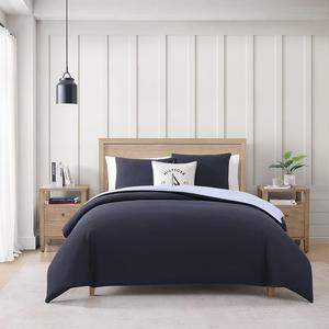 Tommy Hilfiger Комплект постельного белья, 3 предмета, размер King (270x290 см), темно-синий, из дышащего микропике хлопка