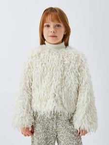 Детская куртка из пушистого искусственного меха John Lewis, Cream