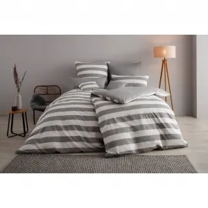 Двустороннее постельное белье OTTO Products "Jannis, сертифицировано GOTS, качества Renforce и Biber, дышащее, плотность 115 г/м², изготовлено из 100% органического хлопка, постельное белье и наволочка с застежкой на пуговицы", (2 шт.), серый/белый