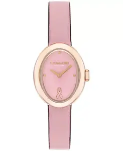 Женские часы Sammy с розовым кожаным ремешком, предупреждающие о раке груди, 22,5 мм Coach, pink