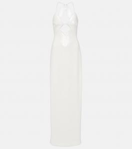 Свадебное платье с бретелькой через шею, расшитое пайетками Galvan, Off-White