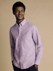 Хлопковая рубашка с пуговицами и отложным воротником Slim Fit Charles Tyrwhitt, Lilac Purple