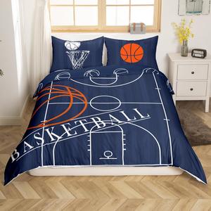 Erosebridal Детский комплект постельного белья с баскетбольным принтом, реверсивный, на молнии, Navy Orange