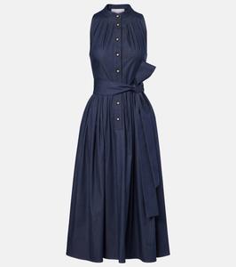 Платье миди из смесового хлопка со сборками Carolina Herrera, Dark Navy