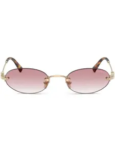 Солнцезащитные очки в овальной оправе Miu Miu Eyewear, золотой