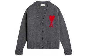 Кардиган ami paris logo intarsia из шерсти AMIPARIS, серый