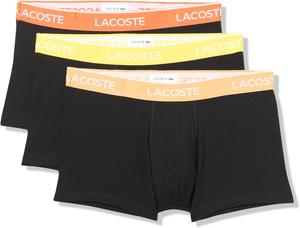Lacoste мужские хлопковые трусы с эластичной триколорной резинкой, 3 шт, Black/Yellow/Red
