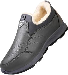 Мужские кожаные водонепроницаемые ортопедические лоферы, зимние утепленные ботинки на меху, ботинки до щиколотки, противоскользящие термальные снегоступы Zplmide, серый