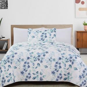 Набор одеял и накидок Madelinen Miranda с акварельными листьями, синий