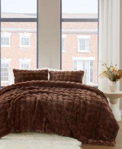 Комплект постельного белья Bubble из искусственного меха, 3 предмета, размер Full/Queen Brooklyn Loom, Brown