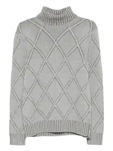 Свитер с воротником-гольф и аргайл-узором Barba, серый